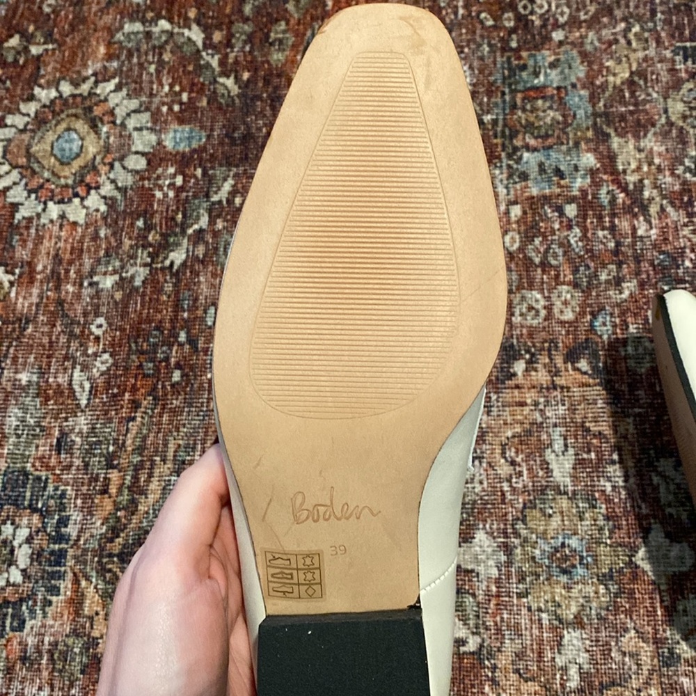 New Boden Cream/White Leather Block Heel Loafers. Size 39. Made In Spain. Chic! - Picture 7 of 12